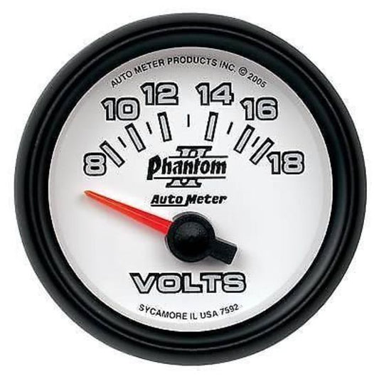 AutoMeter AU7592 Phantom II 2-1/6" Voltmeter Gauge 8-18 Volts