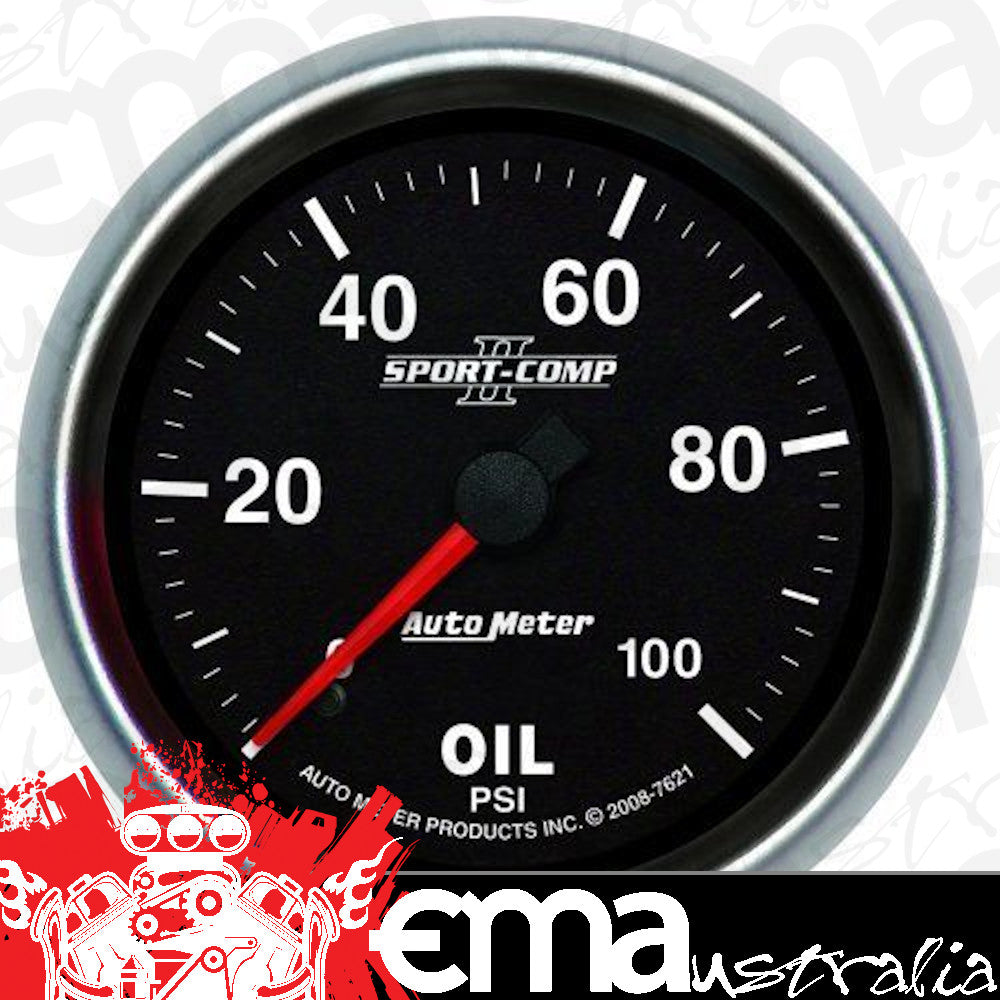 AutoMeter AU7621 Sport-Comp II 2-5/8" Mech Oil Pressure Gauge 0-100 PSI