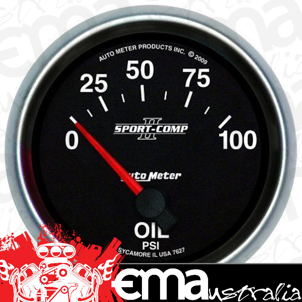 AutoMeter AU7627 Sport-Comp II 2-5/8" Elec Oil Pressure Gauge 0-100 PSI