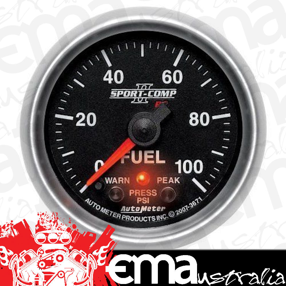 AutoMeter 7663 2-5/8" FUEL PRESSURE, 0-100 PSI, SPORT-COMP II