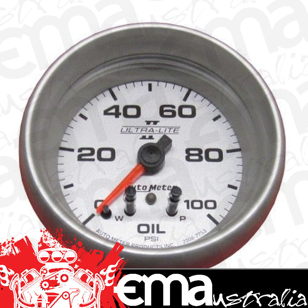 AutoMeter AU7753 Ultra-Lite II 2-5/8" Oil Pressure Gauge 0-100 PSI Peak Memory