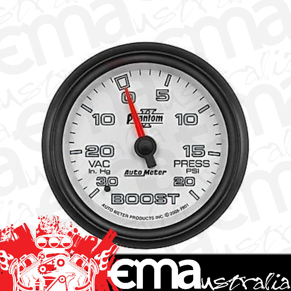 AutoMeter 7801 2-5/8" BOOST/VACUUM, 30 IN HG/20 PSI, PHANTOM II