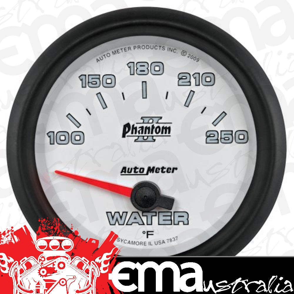 AutoMeter AU7837 Phantom II Water Temperature Gauge 2-5/8" Short Sweep Elec 100-250Ç÷F