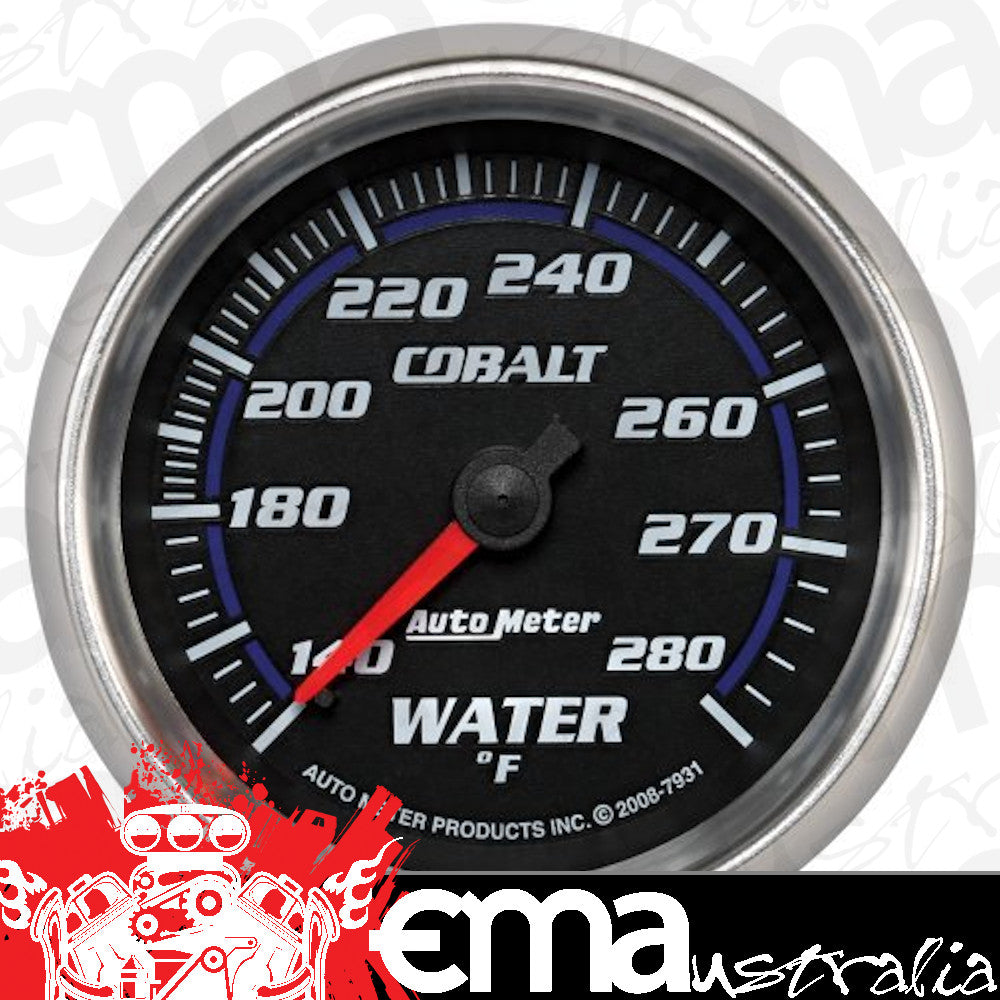 AutoMeter AU7931 Cobalt Water Temperature Gauge 2-5/8" Full Short Sweep Mech 140-280¶øF