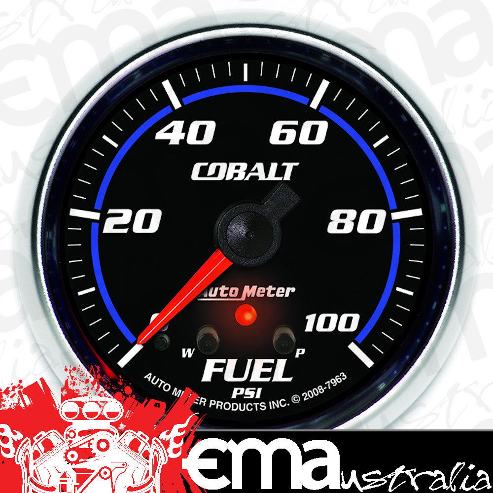 AutoMeter AU7963 Cobalt Fuel Pressure Gauge 2-5/8" Full Sweep Elec 0-100 PSI Peak Memory And Warning