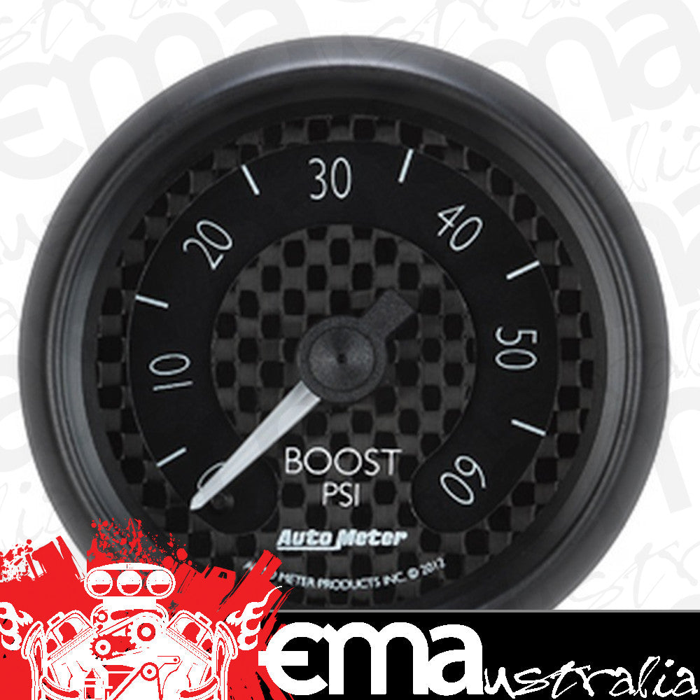 AutoMeter AU8005 GT Boost Gauge 2-1/16" Black Carbon Fiber Dial Full Sweep Mech 0-60 PSI