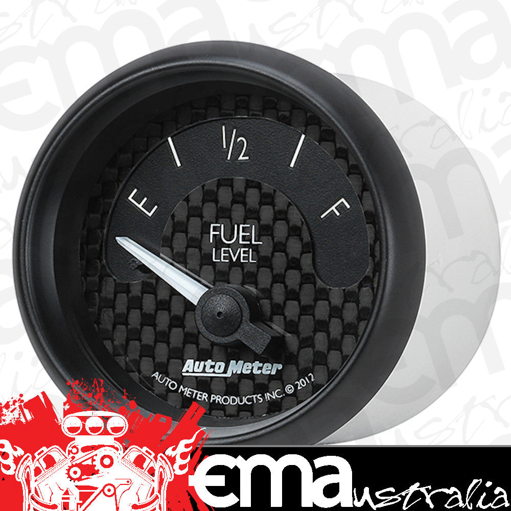 AutoMeter AU8016 GT Fuel Level Gauge 2-1/16" Black Carbon Fiber Dial Short Sweep Elec 240E-33F OHMS