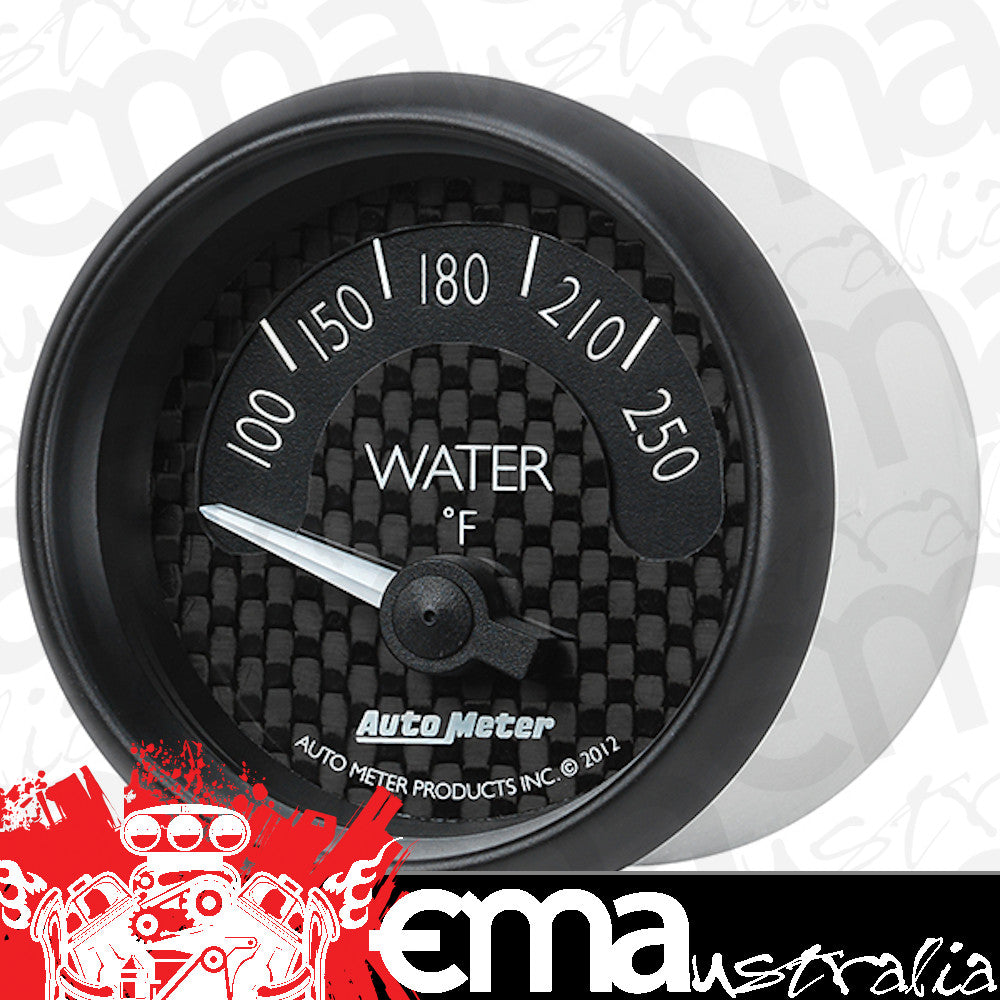 AutoMeter AU8037 GT Water Temperature Gauge 2-1/16" Black Carbon Fiber Dial Short Sweep Elecal 100-250¶øF