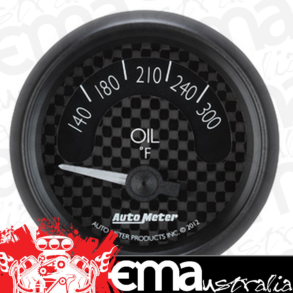 AutoMeter AU8048 GT Oil Temperature Gauge 2-1/16" Black Carbon Fiber Dial Short Sweep Elecal 140-300¶øF
