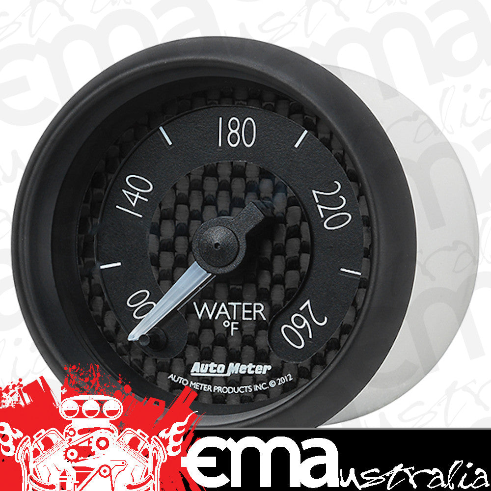 AutoMeter AU8055 GT Water Temperature Gauge 2-1/16" Black Carbon Fiber Dial Full Sweep Elecal 100-260????F