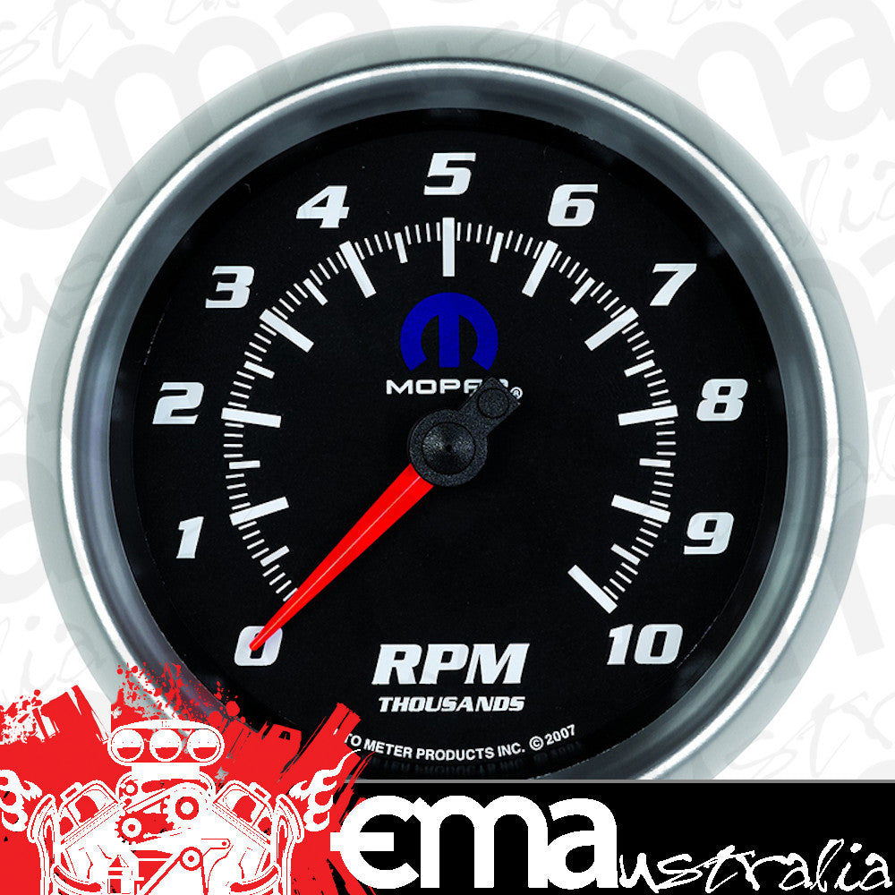 AutoMeter AU880024 Mopar Tachometer 3-3/8" Black Dial/Silve Bezel 0-10 000 RPM Elecal In-Dash