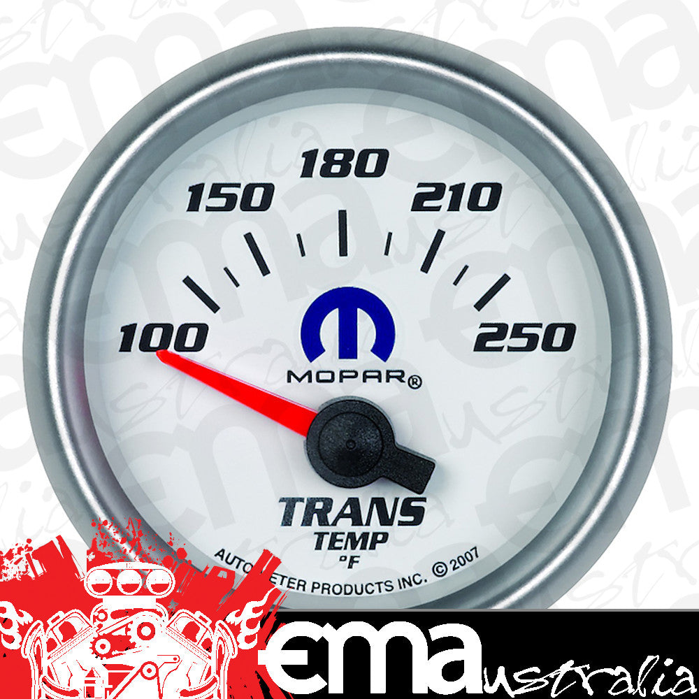 AutoMeter AU880033 Mopar Trans Temperature Gauge 2-1/16" White Dial/Silver Bezel Short Sweep Elec 100-250????F