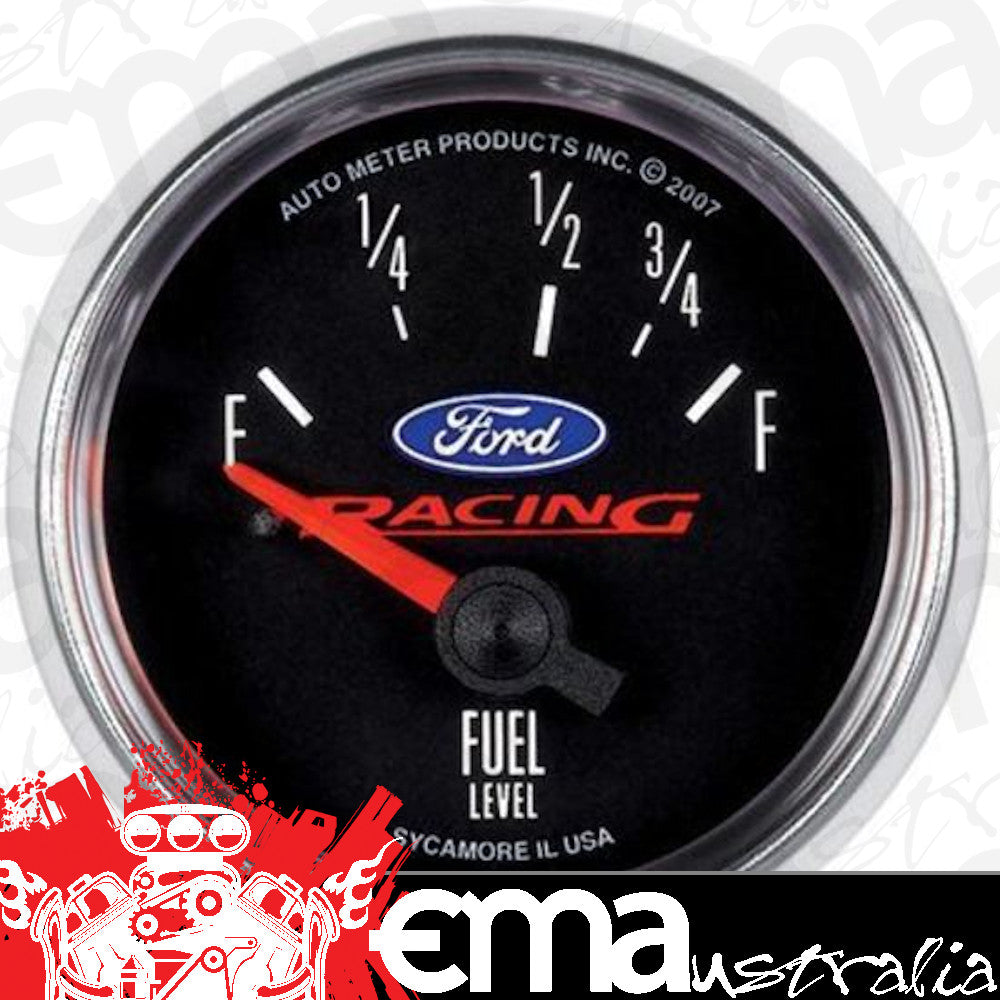AutoMeter AU880075 Ford Racing Fuel Level Gauge 2-1/16" Black Dial Short Sweep Elec 73 OHMS Empty/10 OHMS Full