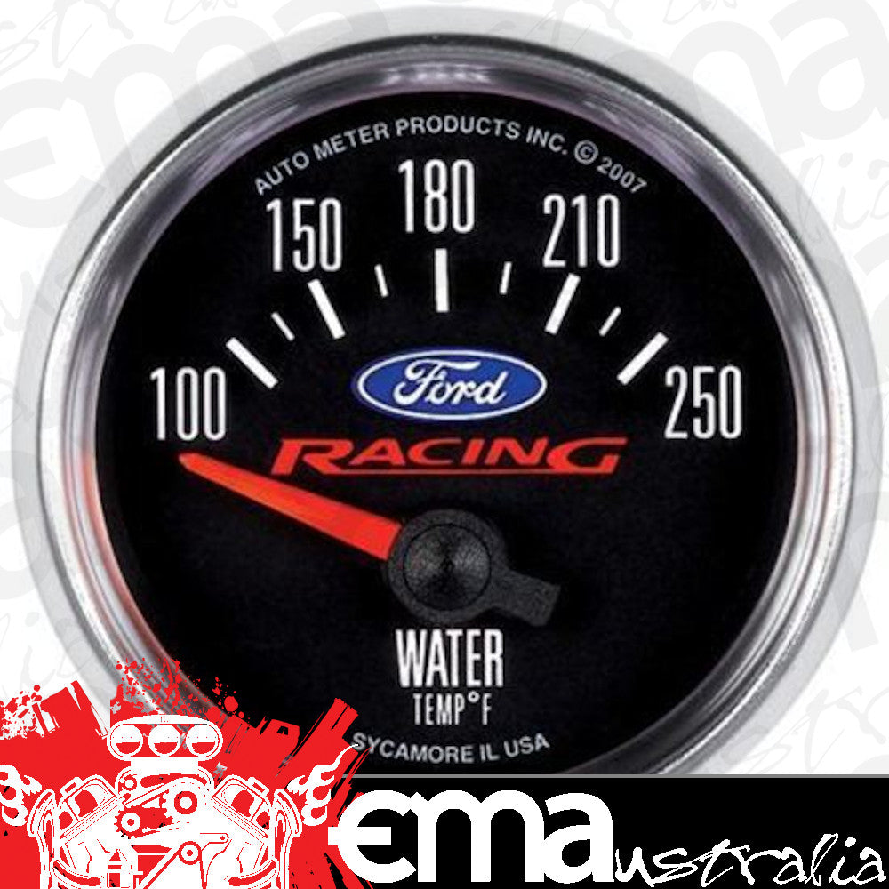 AutoMeter AU880077 Ford Racing Water Temperature Gauge 2-1/16" Black Dial Short Sweep Elec 100-250¶øF