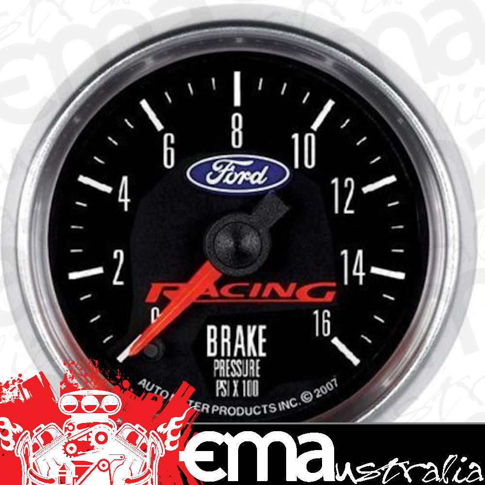 AutoMeter AU880362 Ford Racing Analog Brake Pressure 0-1600 PSI 2-1/16" Black Face Elecal
