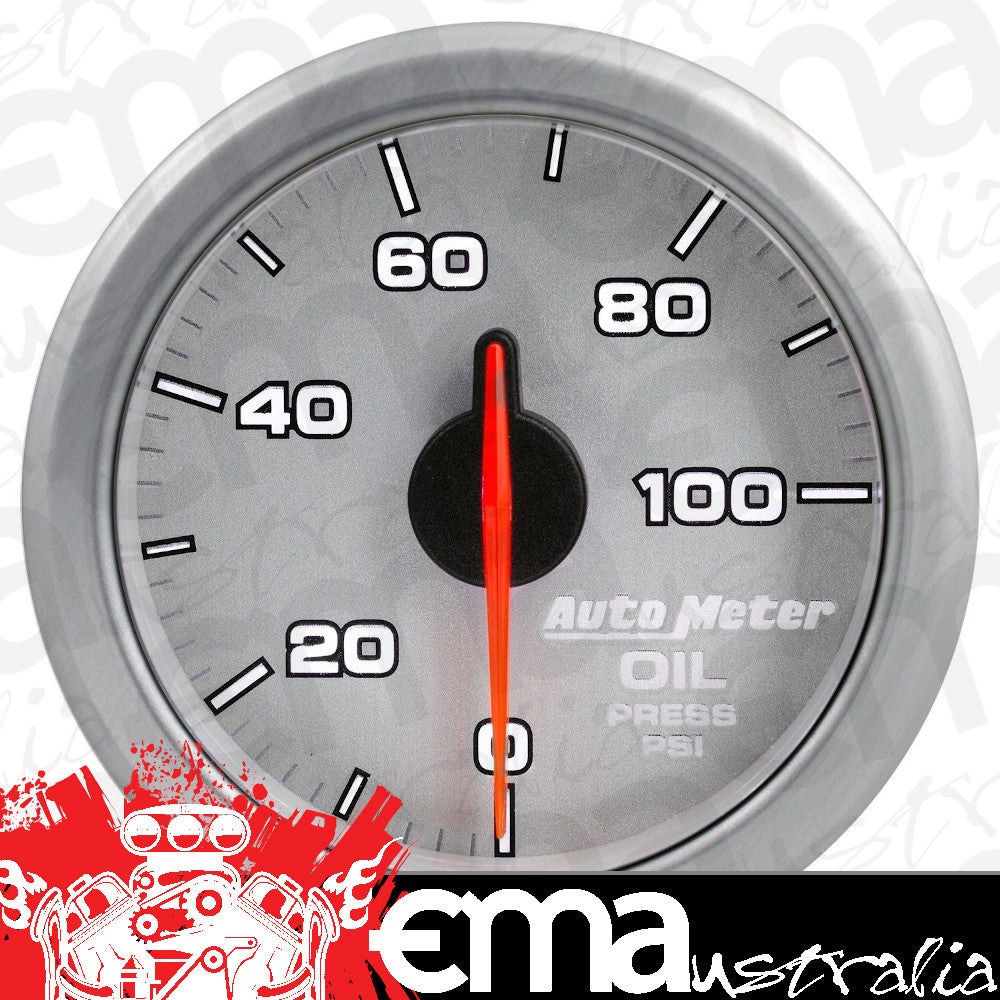 AutoMeter AU9152-UL Airdrive 2-1/16" Elec Oil Pressure Gauge 0-100PSI Silver