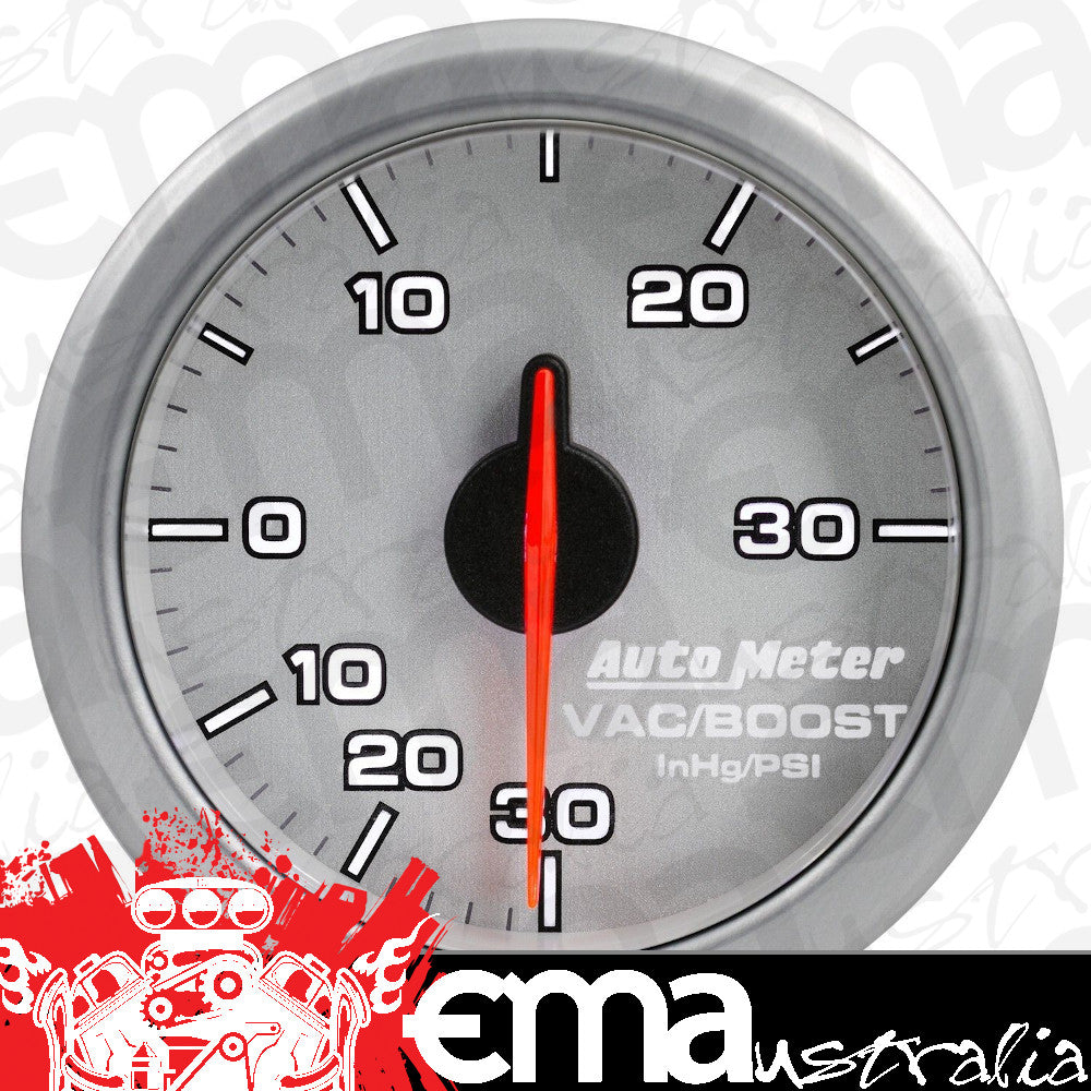 AutoMeter AU9159-UL Airdrive 2-1/16" Elec Boost/Vacuum Gauge 30 Hg/30PSI Silver