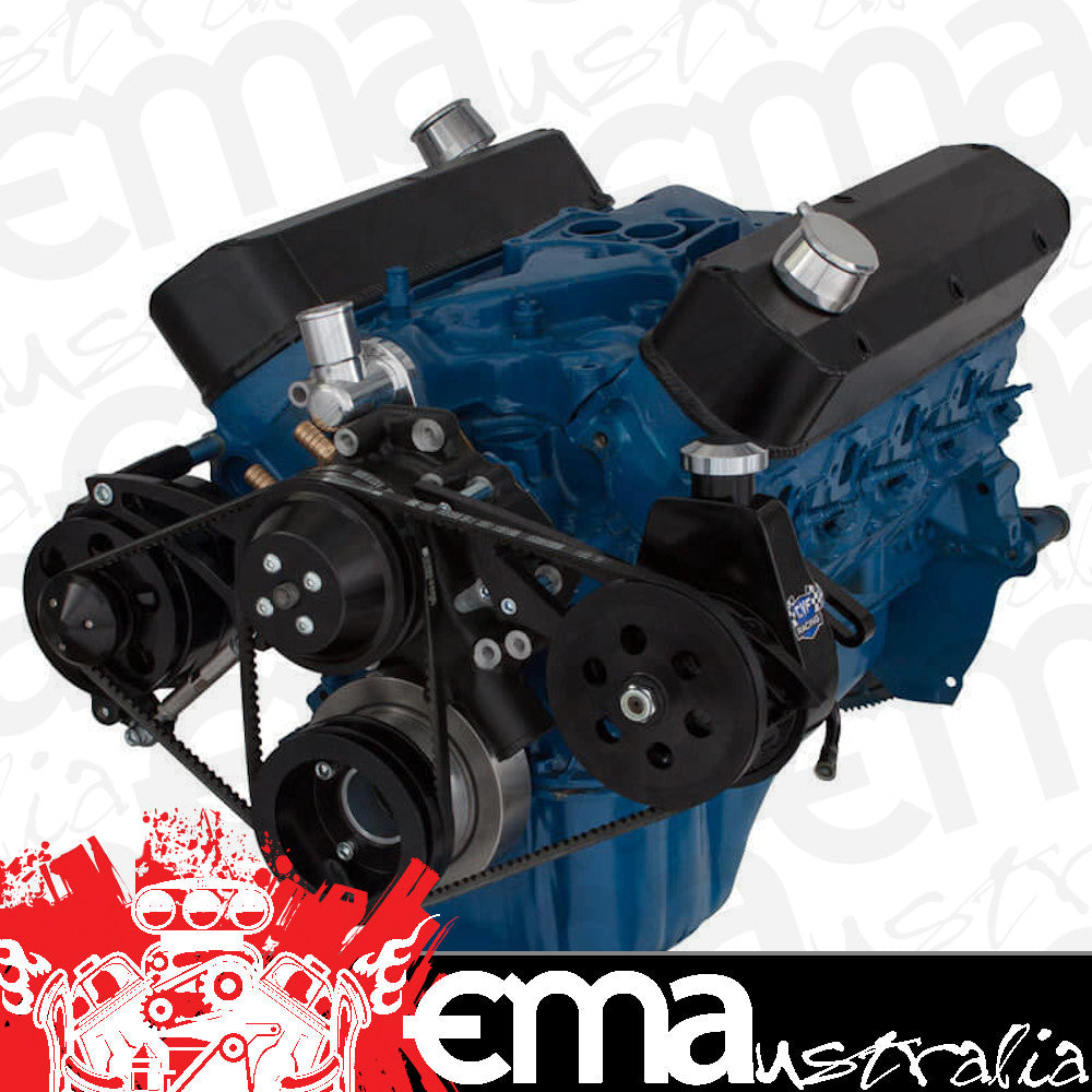 CVF B-302-PS-SYSTEM Black Ford 289-302-351W V-Belt System - Alternator & Power Steering