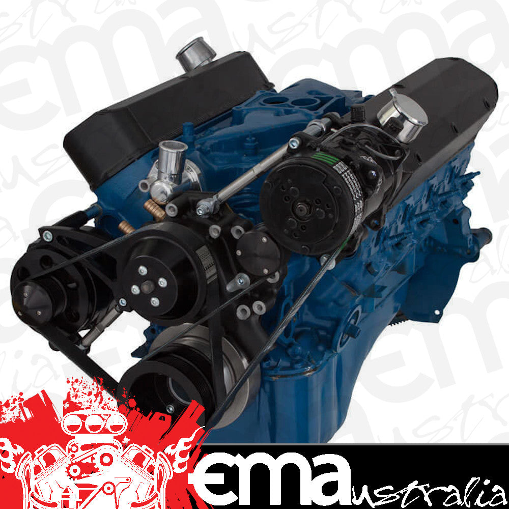 CVF B-302-SERPENTINE-ACO Black Ford 289-302-351W Serpentine Conversion Kit - Alternator & A/C