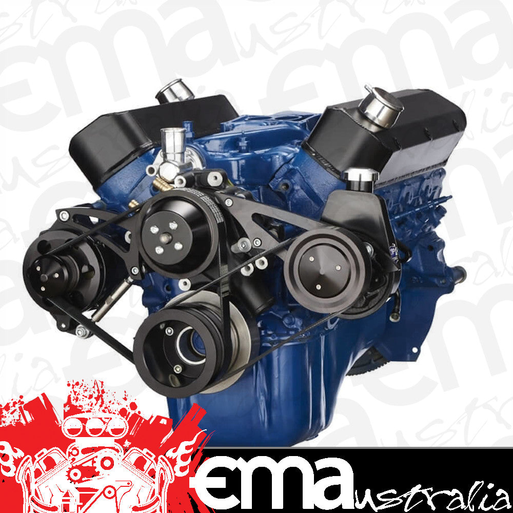 CVF B-302-SERPENTINE-PS Black Ford 289-302-351W Serpentine Conversion Kit - Alternator & Power Steering