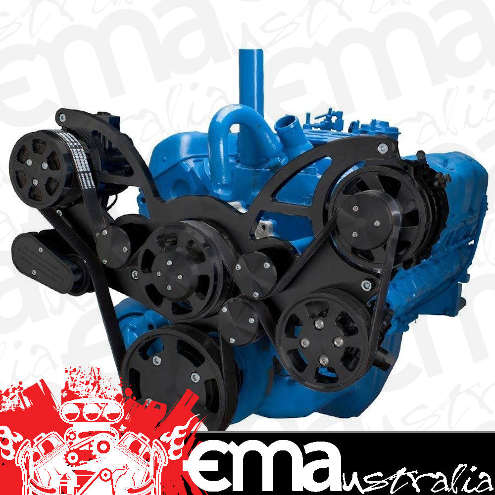 CVF B-401-WRAPTOR-AC Stealth Black Serpentine System for AMC Jeep 304 360 & 401 - AC Power Steering & Alternator - All Inclusive