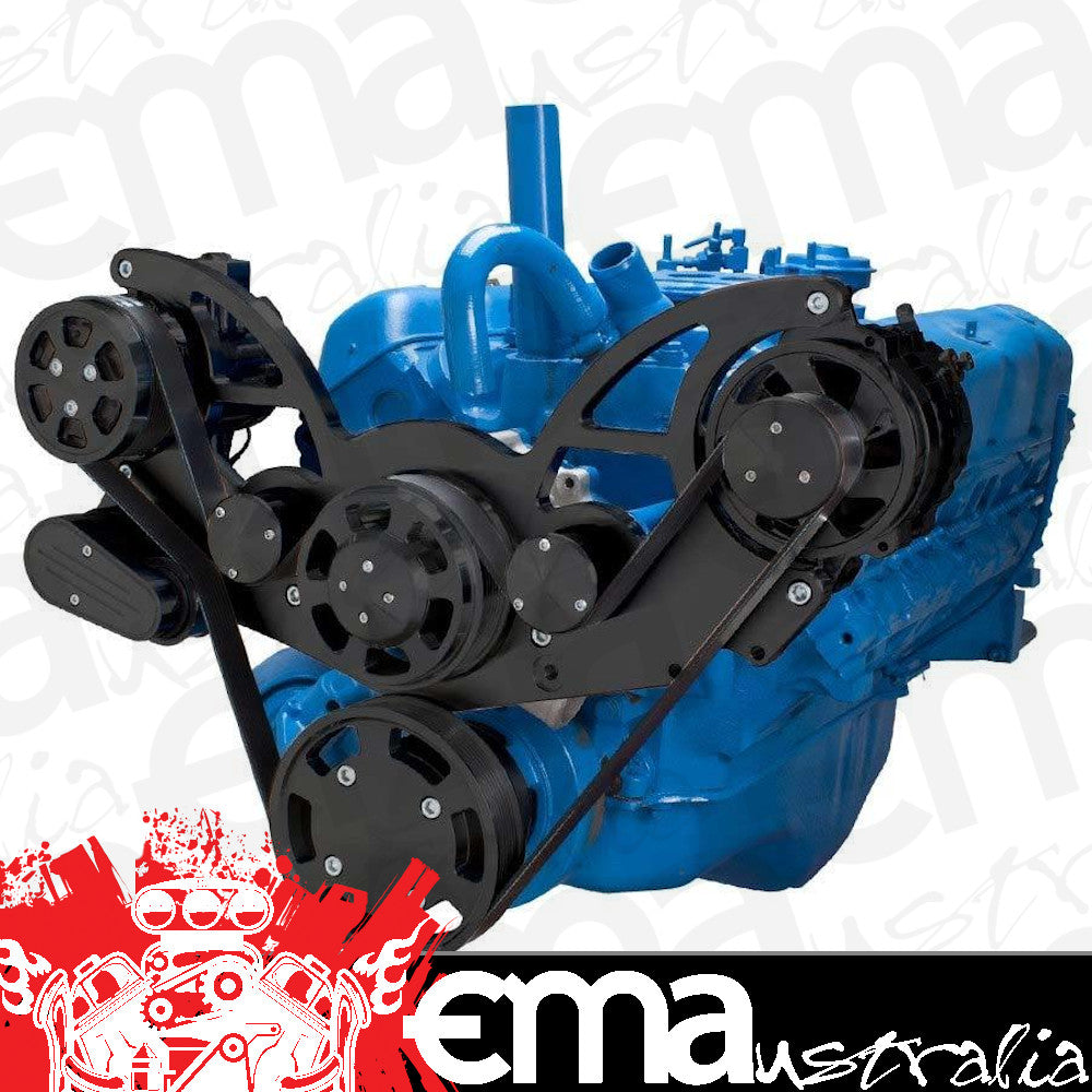 CVF B-401-WRAPTOR-ACO Stealth Black Serpentine System for AMC Jeep 304 360 & 401 - AC & Alternator - All Inclusive