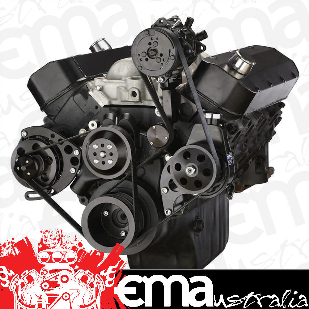 CVF B-454-SERPENTINE-AC-C Black Chevy Big Block Serpentine Conversion Kit - AC Alternator & Power Steering Long Water Pump