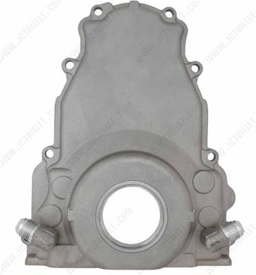 Engine Timing Cover, 1-Piece, Aluminum, Natural, -10 AN Oil Dain Return Fittings. GM LS Gen 3 (ICB-551589)