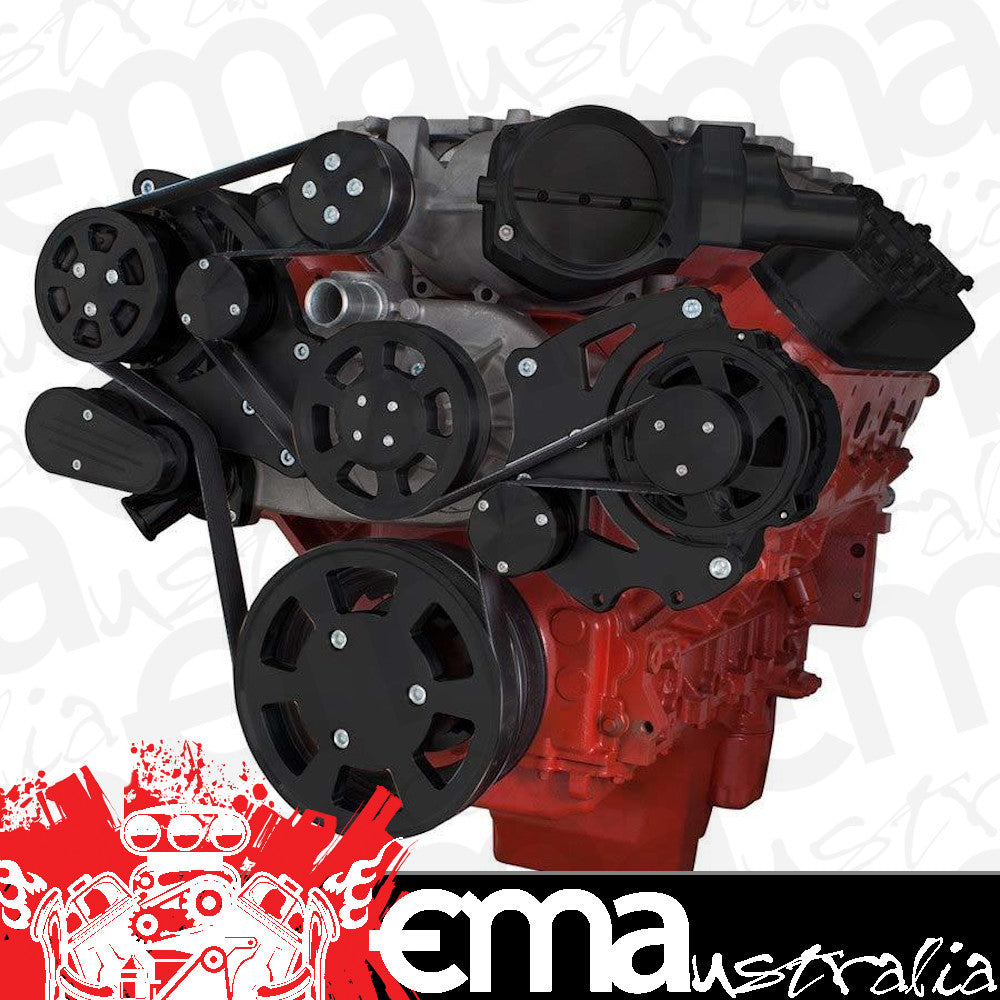 CVF B-LSA-WRAPTOR-ACO Stealth Black Chevy LSA and LS9 Serpentine Kit - AC & Alternator