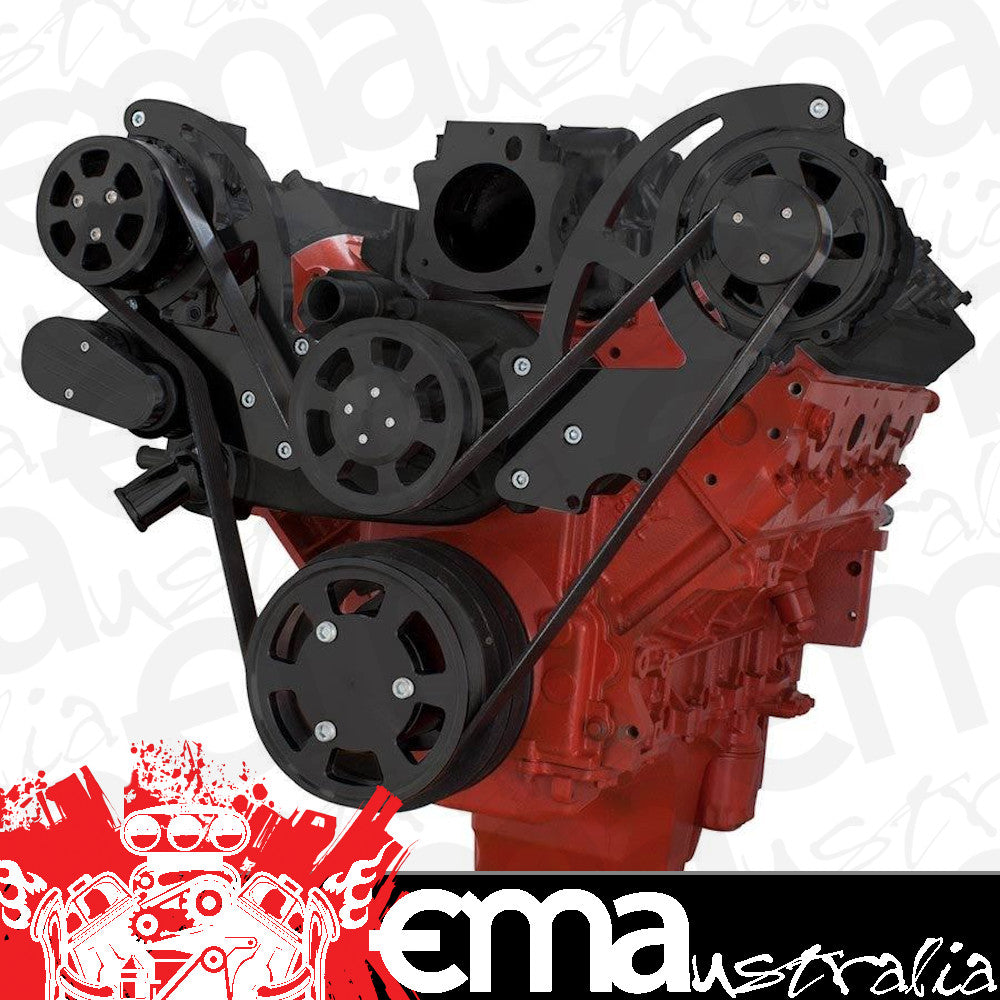 CVF B-LSX-WRAPTOR-ACO Black Chevy LS Engine Serpentine Kit - AC & Alternator
