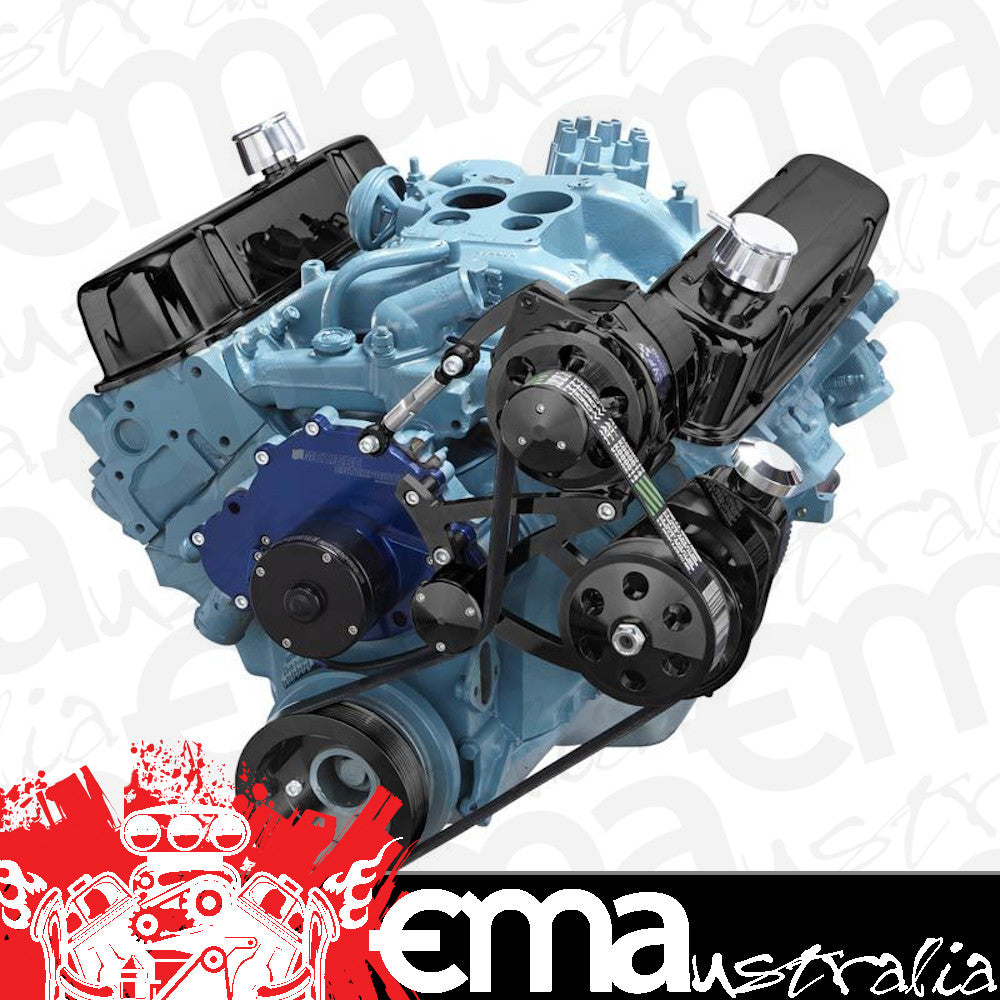 CVF B-PONT-SERPENTINE-PS-EWP Black Pontiac Serpentine Conversion - Power Steering & Alternator - Electric Water Pump