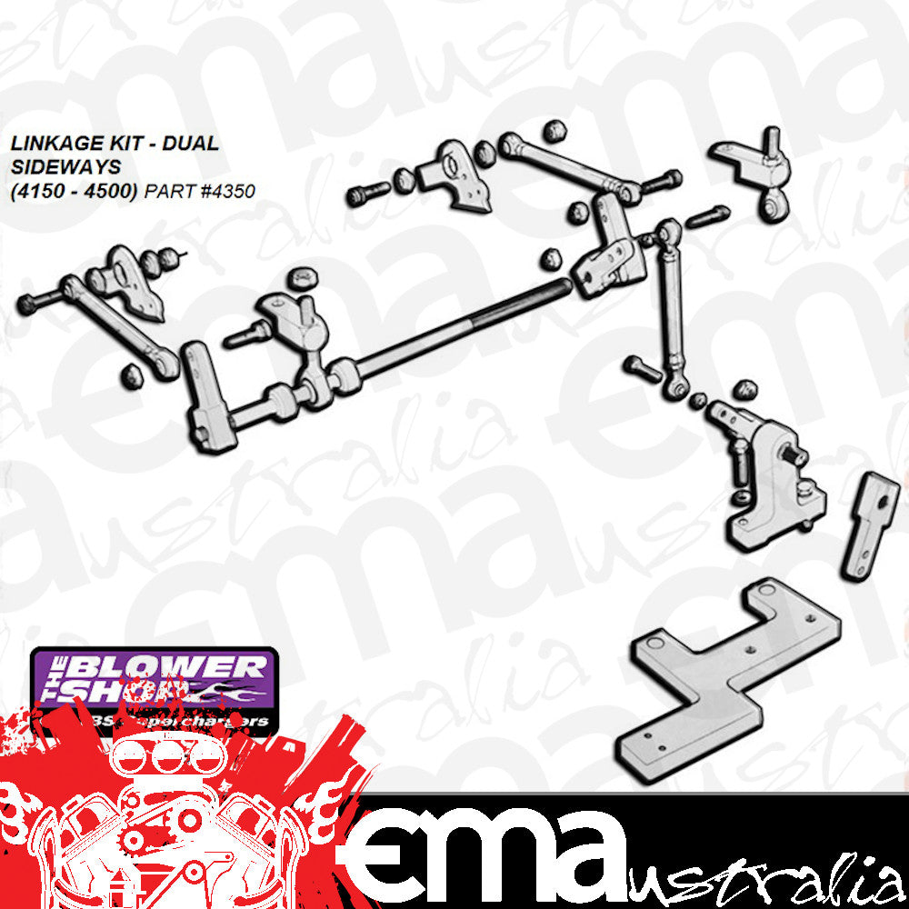The Blower Shop B4350 Dual Carb Linkage Kit suit 4150 & 4500 Carburettor Sideways Mount