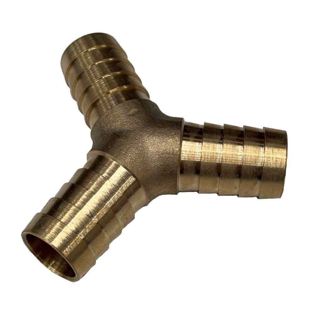 Brass 3-Way Y Shape Tail Piece 5/8" (15.9mm) Barbed Hose Tube Ends