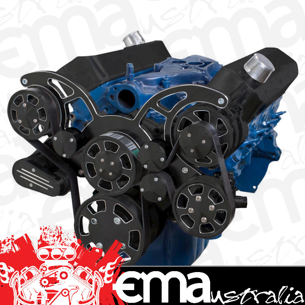 CVF BD-302-WRAPTOR-PS Black Diamond Serpentine System for 289 302 & 351W - Power Steering & Alternator - All Inclusive