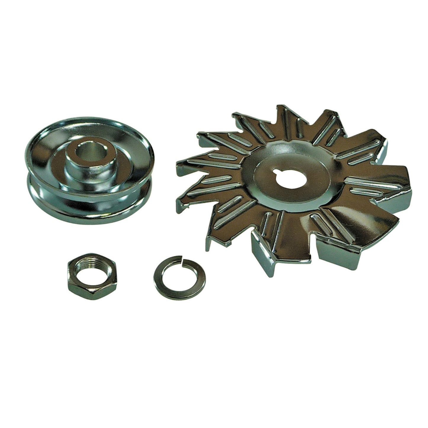 TFI Racing TFI-4481 Pulley Alternator Kit with Fan Univeral Chromed Steel Single Groove GM/Ford