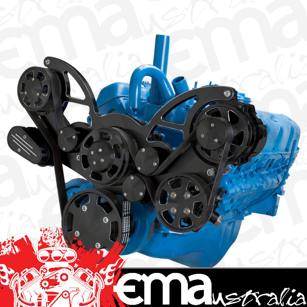 CVF BD-401-WRAPTOR-PS Black Diamond Serpentine System for AMC Jeep 304 360 & 401 - Power Steering & Alternator - All Inclusive