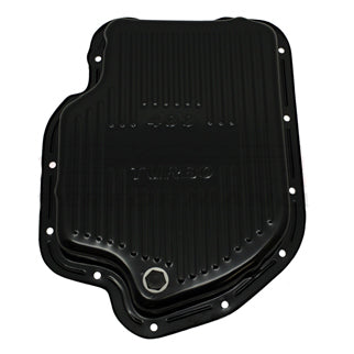 Transmission Pan GM Turbo 400 3" Extra Deep Black Steel Finned with Drain Plug