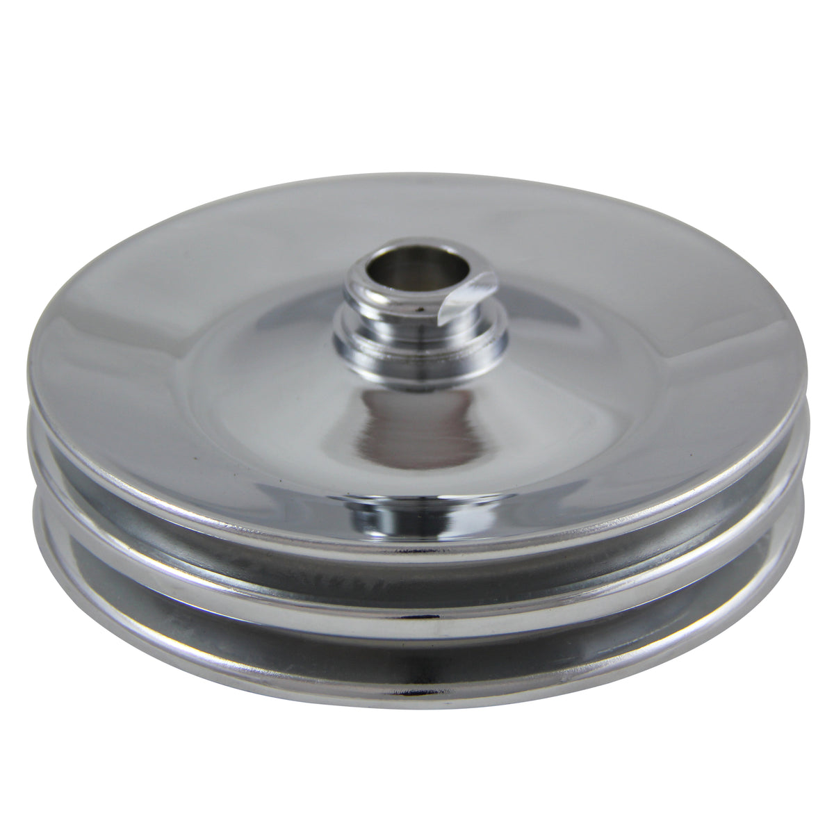 Pulley GM Power Steering Dual Groove Chrome Steel 3/4" Shaft 5-3/4" Diam