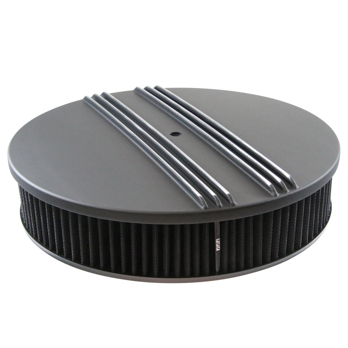 Black Alloy Dual Centre Finned Air Cleaner 14" x 3" Holley Edelbrock Black Filte