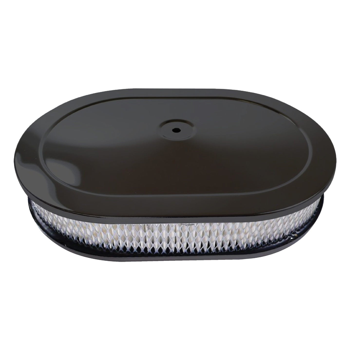 Oval Black Steel Air Cleaner 12" x 2" Holley Edelbrock Rochester Carter