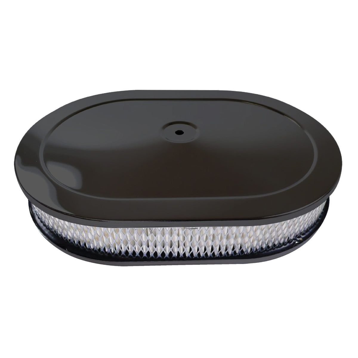 Oval Black Steel Air Cleaner 12" x 2" Holley Edelbrock Rochester Carter