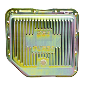 Transmission Pan GM Turbo 350 3-1/2" Deep Zinc Steel Finned with Drain Plug
