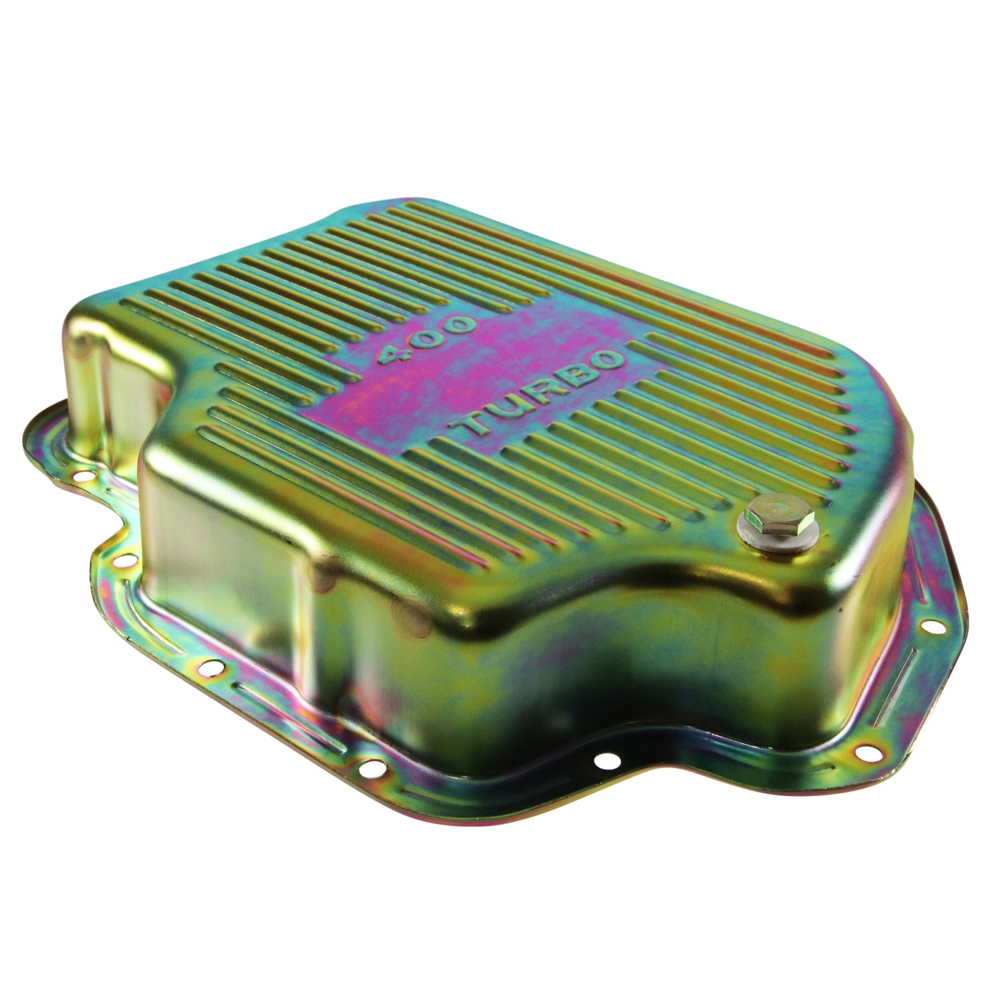 Transmission Pan GM Turbo 400 3" Extra Deep Zinc Steel Finned with Drain Plug