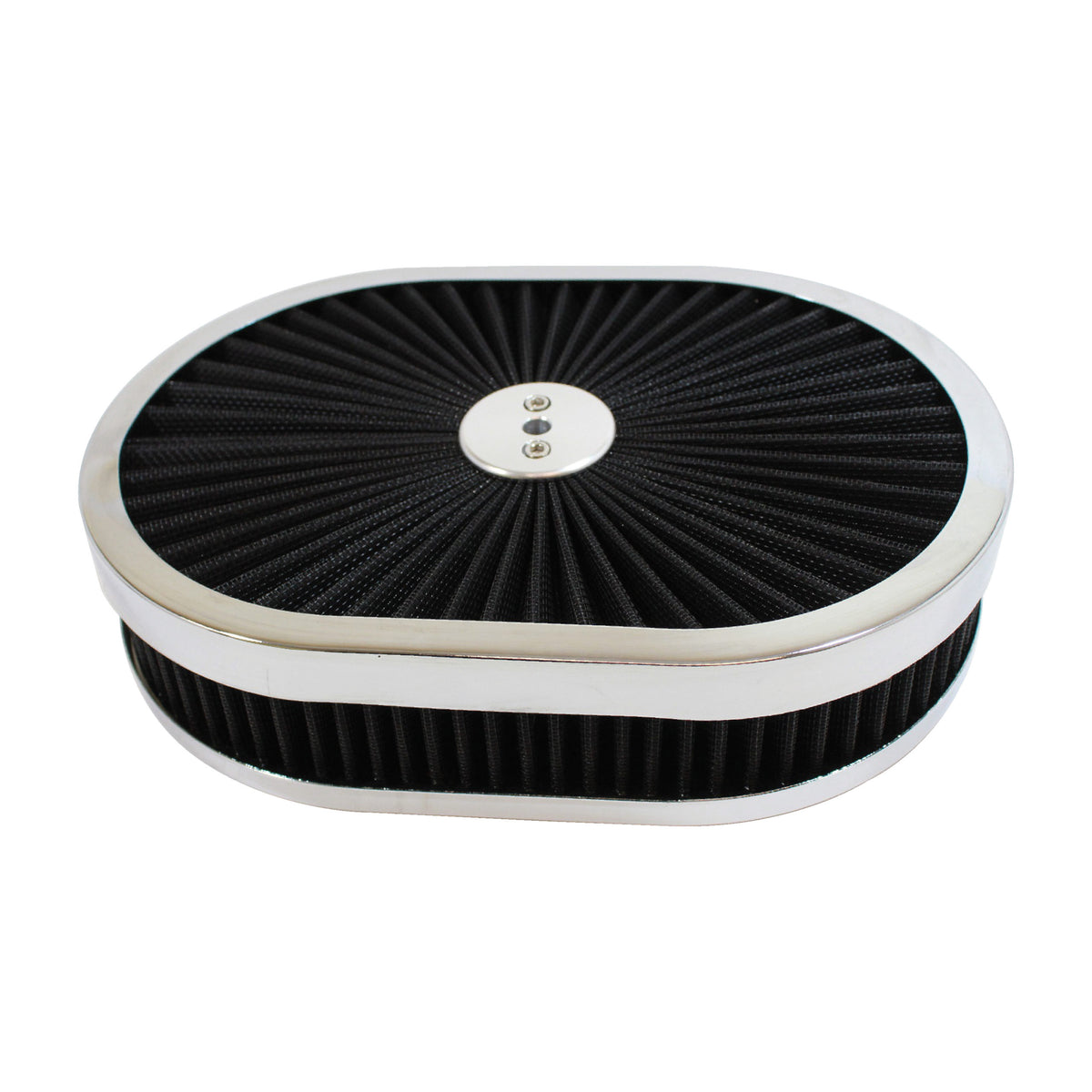 Oval Extraflow Chrome Edge Black Air Cleaner 12"x 2" Holley Edelbrock Quadrajet
