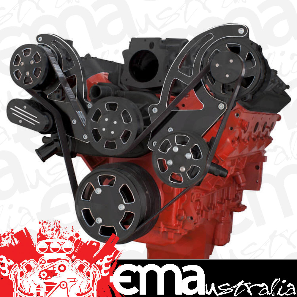 CVF BD-LSX-WRAPTOR-AC Black Diamond Chevy LS Engine Serpentine Kit - AC Alternator & Power Steering