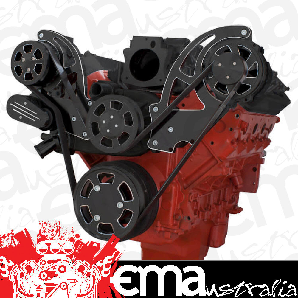 CVF Racing CVF-BD-LSX-WRAPTOR-ACO BD-LSX-WRAPTOR-ACO Black Diamond Chevy LS Engine Serpentine Kit - AC & Alternator