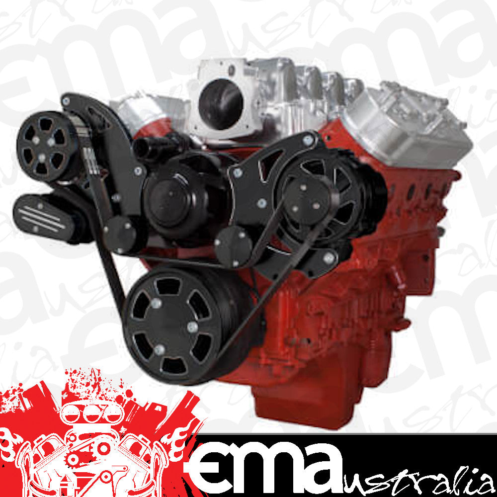 CVF BD-LSX-WRAPTOR-ALT-EWP Black Diamond Chevy LS Engine Serpentine Kit - Alternator Only w/ Electric Water Pump