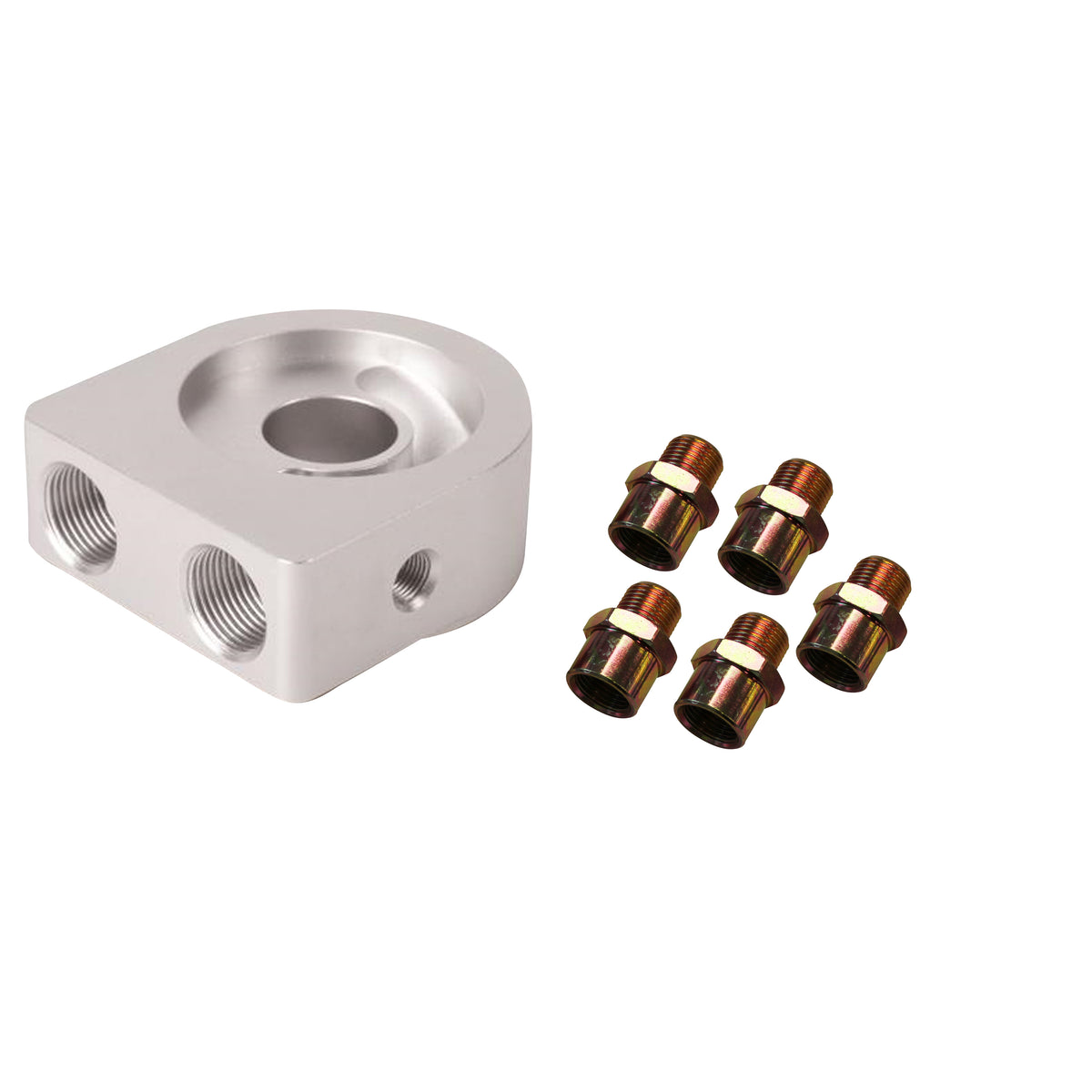 TFI Racing TFI-69-432 69-432 Oil Cooler Sandwich Plate Kit Silver (10AN/8AN) with 3/4-16, 13/16-16, 18x1.5mm, 20x1.5mm + 22x1.5mm Fittings