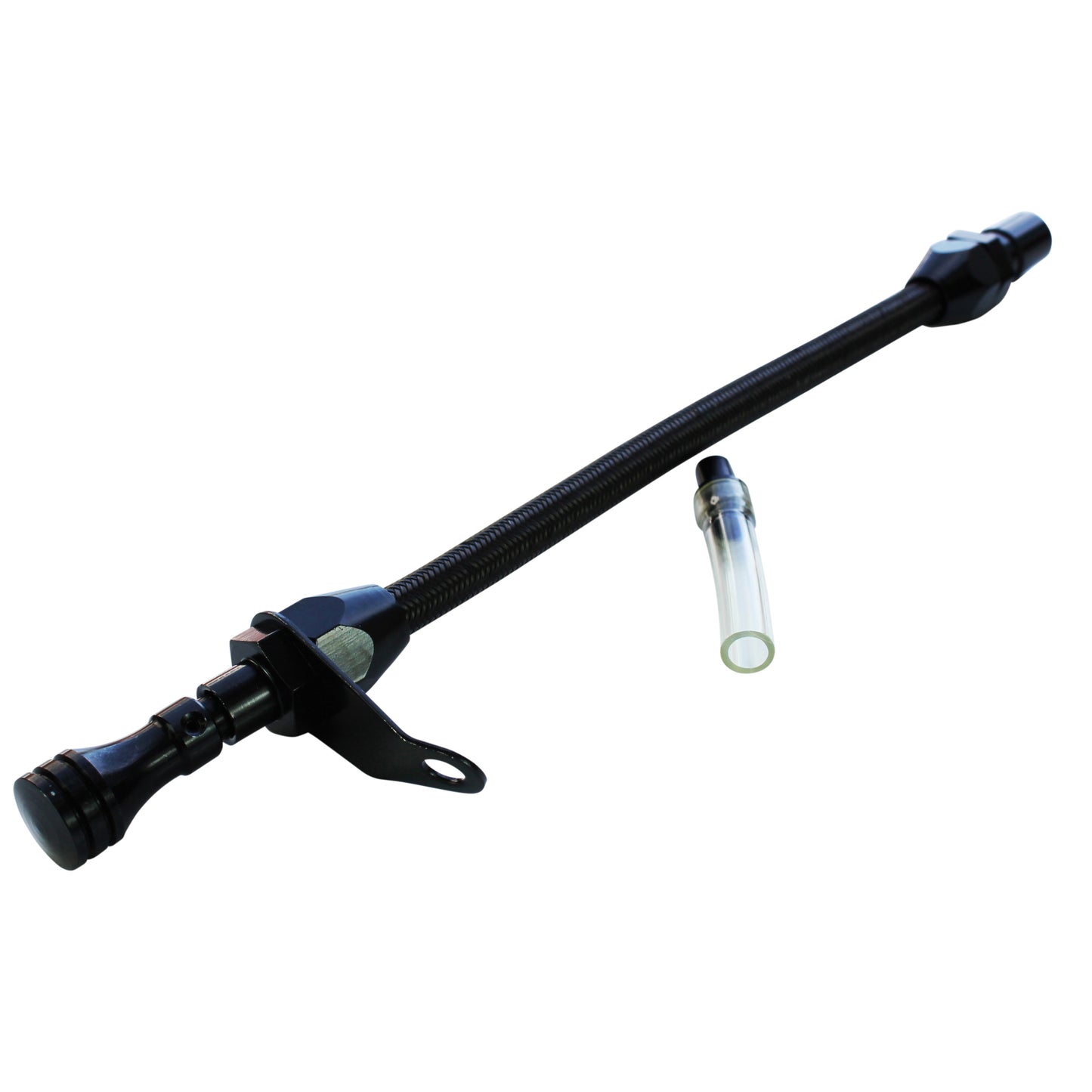 Transmission Dipstick Tube GM Turbo 700R4 Bell Housing Mount Flexible Black