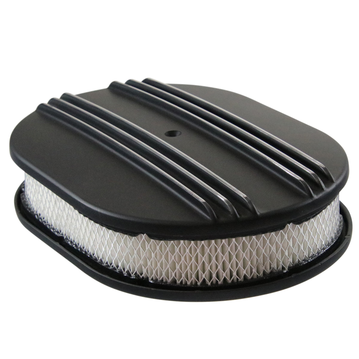 Oval Black Dual Centre Finned Air Cleaner 12" x 2" Holley Edelbrock Quadrajet